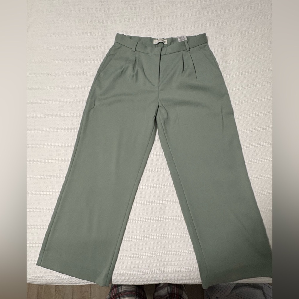 Abercrombie & Fitch Sage Green Wide Leg Trousers